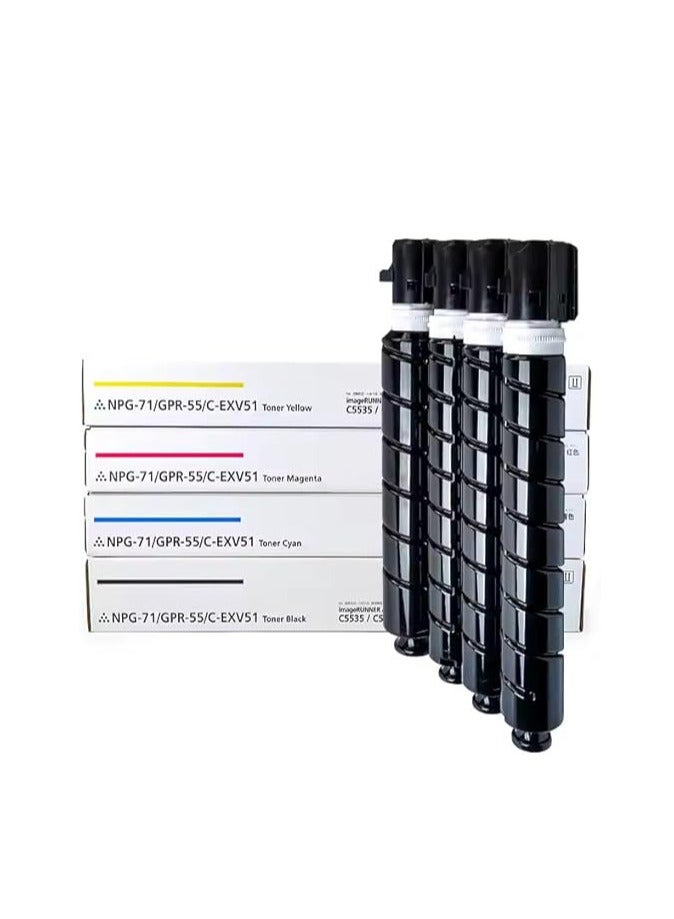 Terabyte خزان حبر عالي الإنتاج C-EXV 51 كامل متوافق مع طابعة كانون IMAGERUNNER ADVANCE C5535 5535I C5540I C5550I C5560I (C-EXV 51، أسود، سيان، أصفر، ماجنتا) - Image 1