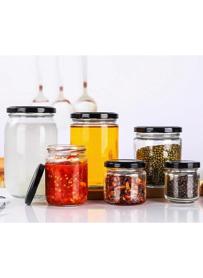 Clear Glass Jar With Black Metal Lid 420Ml 9X9X 9.5 Cm Set Of 8  Pieces  - Image 2