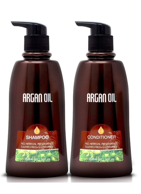 Argan Shampoo 350 ml And Conditioner 350 ml No Artificial Preservatives Sulfate Free & Gluten Free