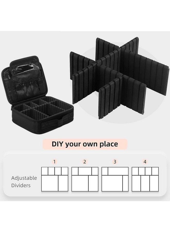 OffyBird Makeup Travel Case with Adjustable Dividers, Portable Waterproof Cosmetic Organizer for Women, Vanity Bag for Makeup Brushes, Toiletries, Jewelry, Travel Accessories Storage (Black) - Image 5