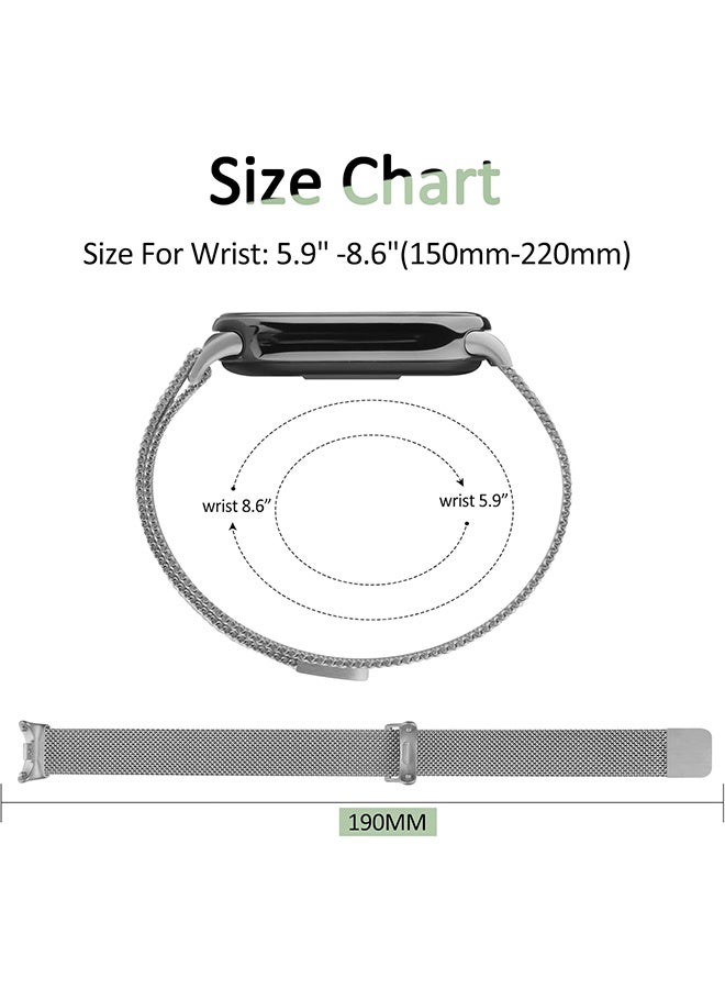 Milanese Loop Strap for Xiaomi Mi Band 10/9/8 Bracelet Stainless Steel Strap for Xiaomi Band 10/9/8 Accessories for miband 10/9/8 Metal Strap Watchbands(Silver) - Image 4