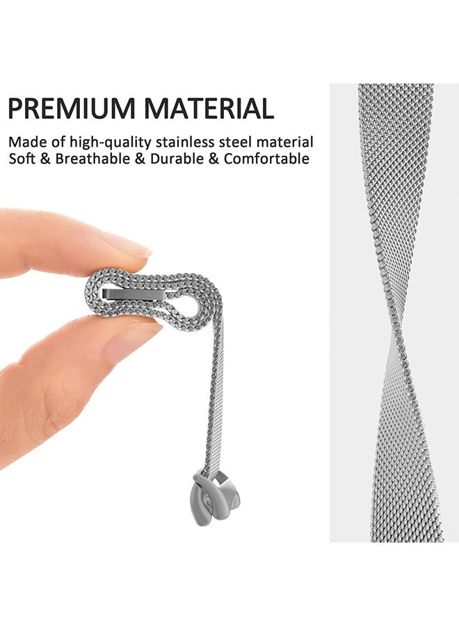 Milanese Loop Strap for Xiaomi Mi Band 10/9/8 Bracelet Stainless Steel Strap for Xiaomi Band 10/9/8 Accessories for miband 10/9/8 Metal Strap Watchbands(Silver) - Image 3