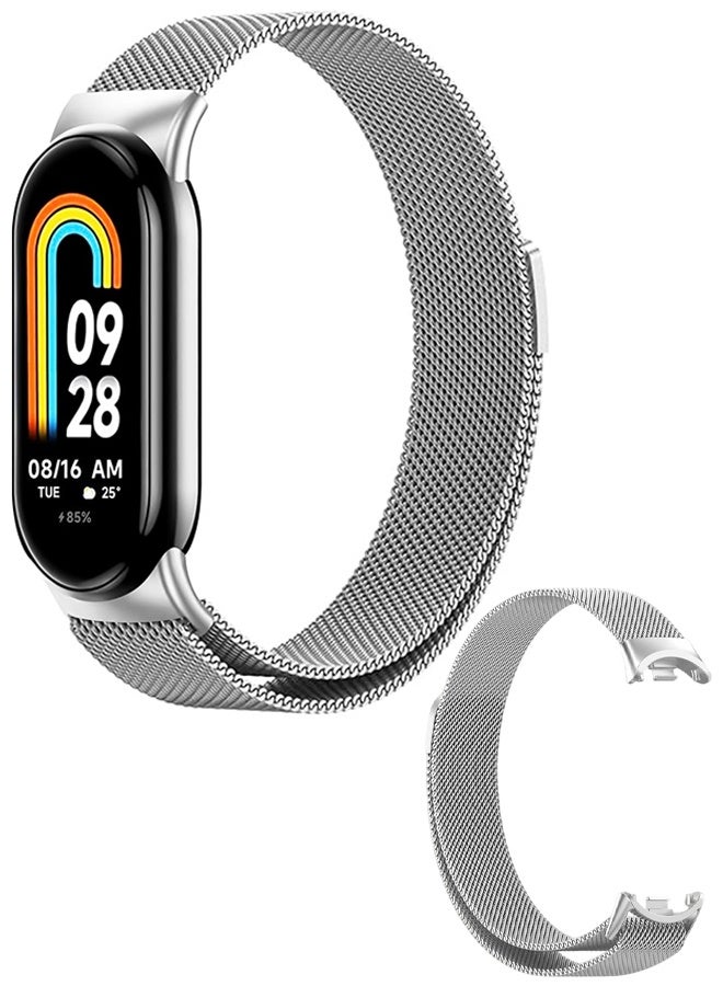 Milanese Loop Strap for Xiaomi Mi Band 10/9/8 Bracelet Stainless Steel Strap for Xiaomi Band 10/9/8 Accessories for miband 10/9/8 Metal Strap Watchbands(Silver) - Image 1