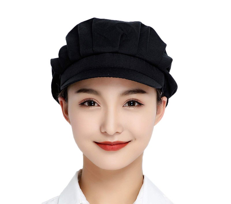 Jaspfct 4pcs Chef Hats Hairnets Kitchen Cooking Dishwashing Work Caps in Black HT005B4 - Image 2