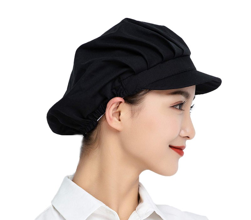 Jaspfct 4pcs Chef Hats Hairnets Kitchen Cooking Dishwashing Work Caps in Black HT005B4 - Image 4