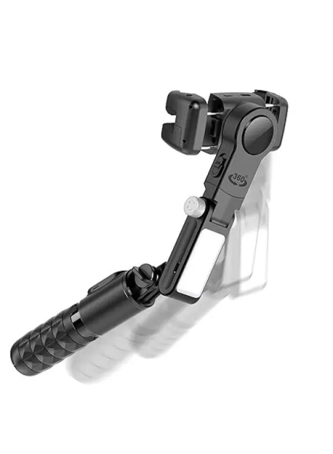 Q18 360-Degree Rotating Desktop Tripod & Gimbal Stabilizer With Front & Rear Fill Light & Remote Control - Foldable, Stable With Smart Tracking - Image 2