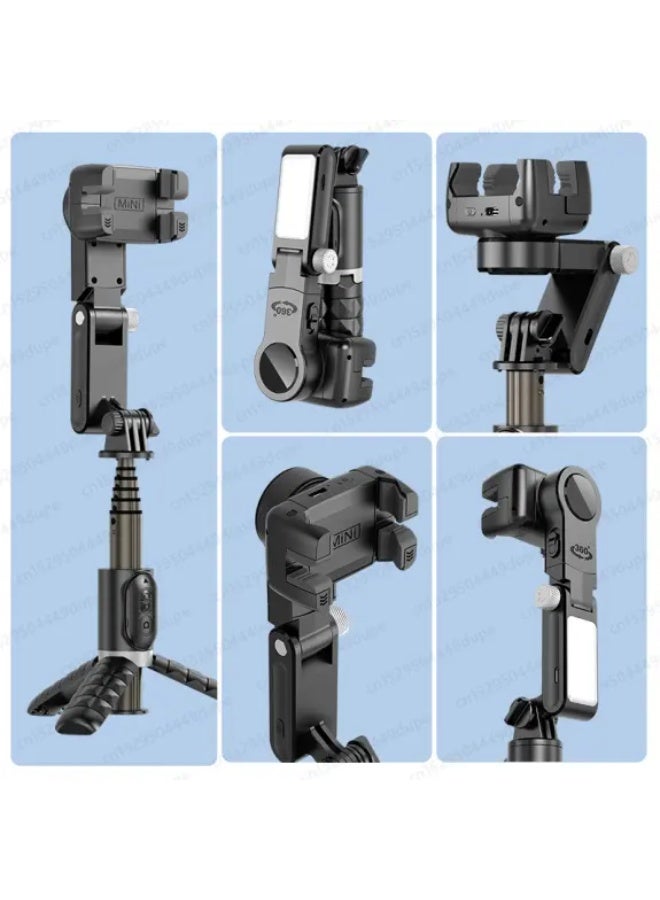 Q18 360-Degree Rotating Desktop Tripod & Gimbal Stabilizer With Front & Rear Fill Light & Remote Control - Foldable, Stable With Smart Tracking - Image 4