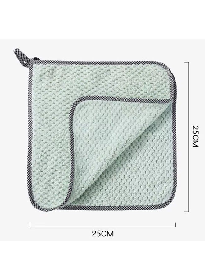 Bukela Set of 5 Green Pineapple-Grid Hanging Towels Absorbent Lint-Free Dishcloths for Kitchen - Image 3