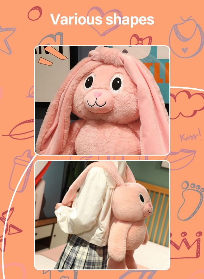 GROIC 80CM Plush Bunny Pink Rabbits Toys Retractable Long Ears Legs Decompression Toy Throw Pillow for Home Bed Couch Sofa Car Chair  - Image 4