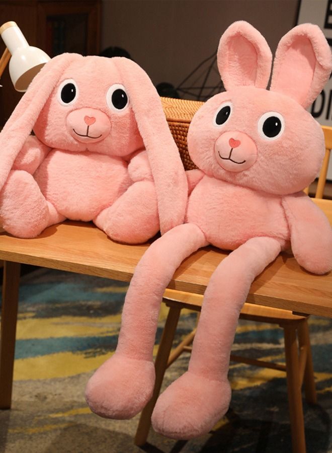 GROIC 80CM Plush Bunny Pink Rabbits Toys Retractable Long Ears Legs Decompression Toy Throw Pillow for Home Bed Couch Sofa Car Chair  - Image 3