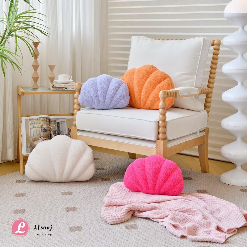 Lfsaaj Ivory Seashell Throw Pillows, Shell Shaped Throw Pillows, 13 Inch Soft Home Decorative Pillow Plush Cushion for Bed Couch Living Sofa Room Decor Accent Throw Pillow - Image 5