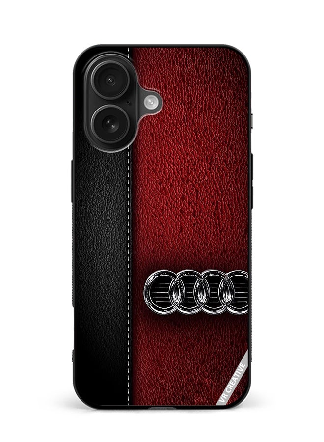 غطاء حماية لهاتف آبل آيفون 16 بتصميم شعار أودي متعدد الألوان