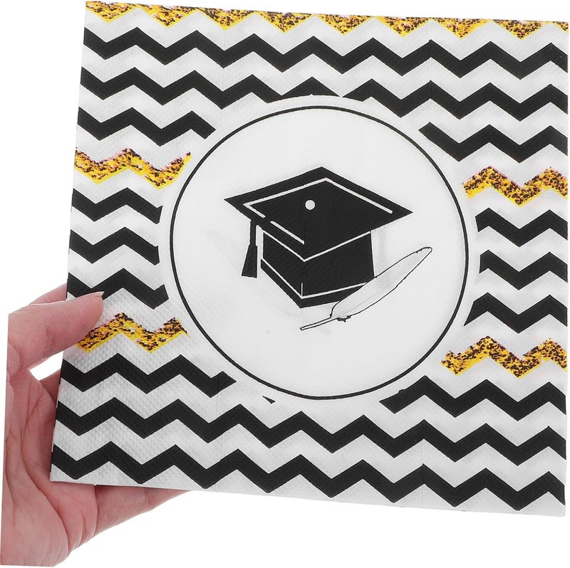 Healeved 100pcs Graduation Party Napkins Graduation High Absorbency Paper Napkins for Drinks Appetizers and Desserts for Celebrating Graduates - Image 4