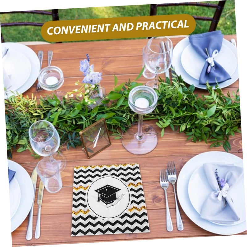 Healeved 100pcs Graduation Party Napkins Graduation High Absorbency Paper Napkins for Drinks Appetizers and Desserts for Celebrating Graduates - Image 3
