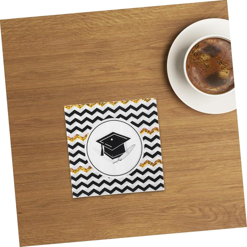 Healeved 100pcs Graduation Party Napkins Graduation High Absorbency Paper Napkins for Drinks Appetizers and Desserts for Celebrating Graduates - Image 5