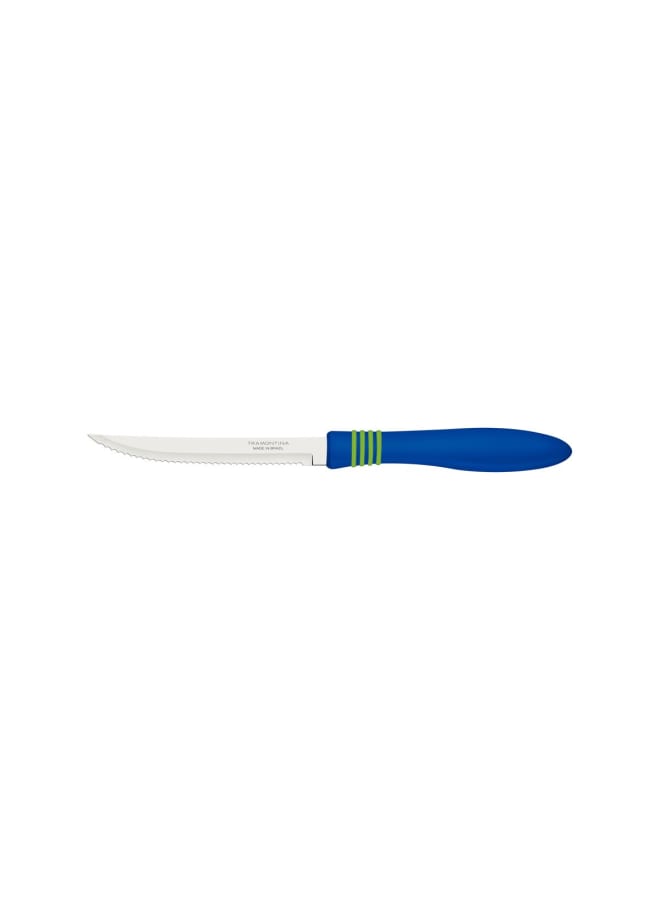 TRAMONTINA TRAMONTINA Cor & Cor Steak Knife – 5-Inch Stainless Steel Blade with Blue Polypropylene Handle – Lightweight & Sharp