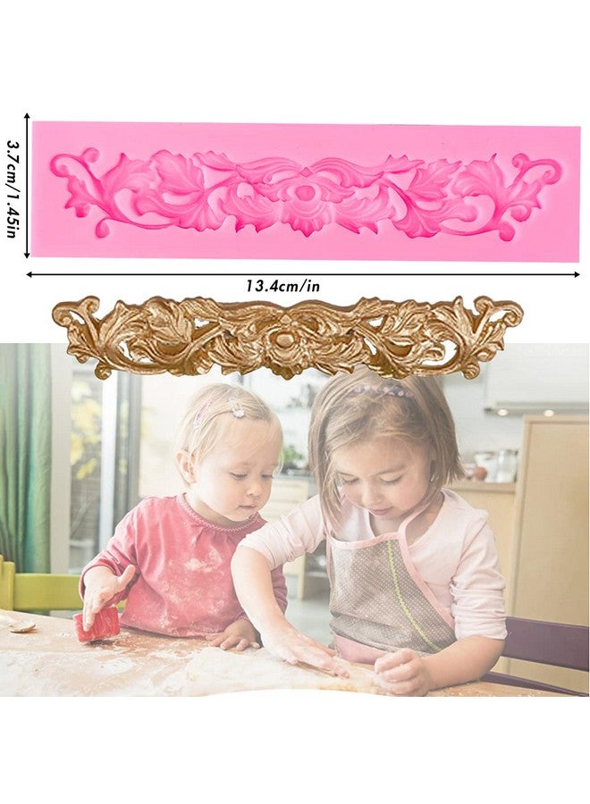 Rainmae Rainmae 5 Pcs Baroque Style Curlicues Scroll Lace Fondant Silicone Mold, Relief Flower Lace Mould Filigree Mold 3D Sculpted Decoration, Cupcake Topper, Jewelry, Polymer Clay, Crafting Projects  - Image 4