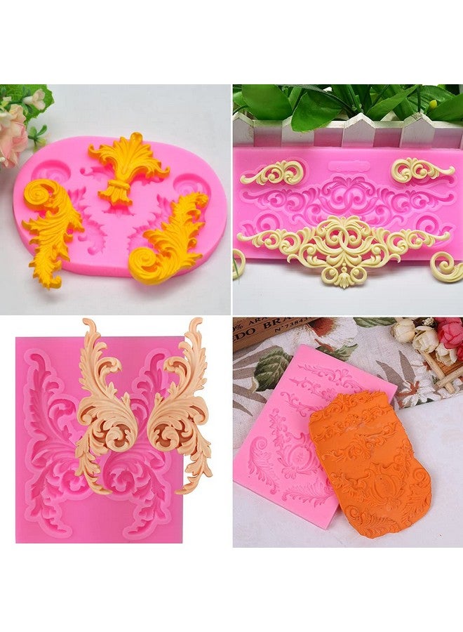 Rainmae Rainmae 5 Pcs Baroque Style Curlicues Scroll Lace Fondant Silicone Mold, Relief Flower Lace Mould Filigree Mold 3D Sculpted Decoration, Cupcake Topper, Jewelry, Polymer Clay, Crafting Projects  - Image 5
