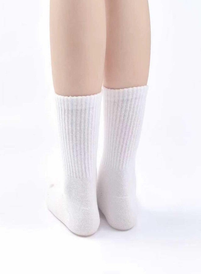 Bearbay Kids Cotton Crew Socks for Uniform School Daily Dress Unisex Youth Boys Girls 4 Pairs White - Image 5