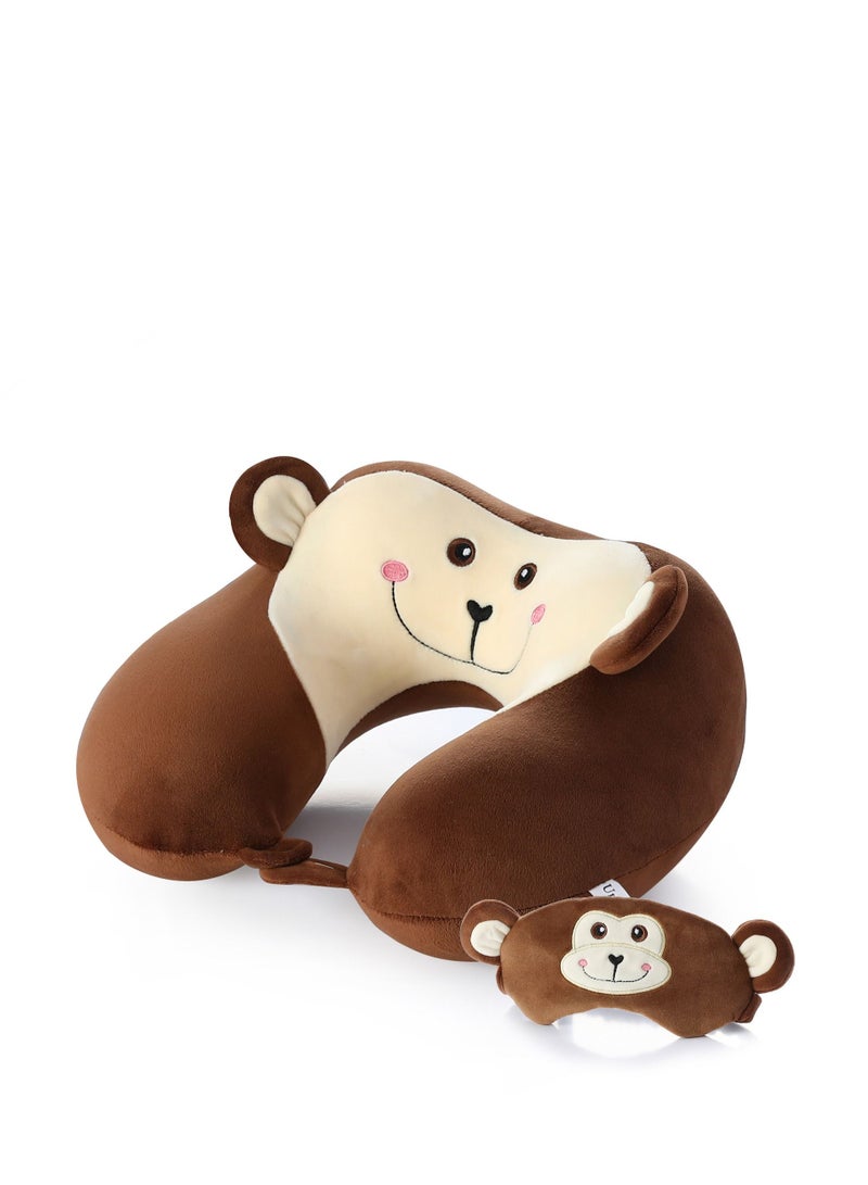 Y&D Travel Pillow for Kids and Adults  Animal Memory Foam Neck with Soft Fleece Cover Eye Mask Set Airplane Kit Drawstring Organizer Bag Machine Washable  - Image 1