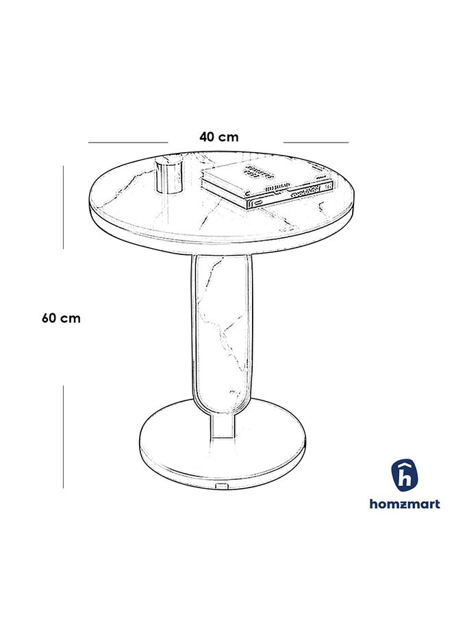 Homzmart Iron, MDF and Marble wood Side Table Black and Gold -  40x40x60 cm - Image 2