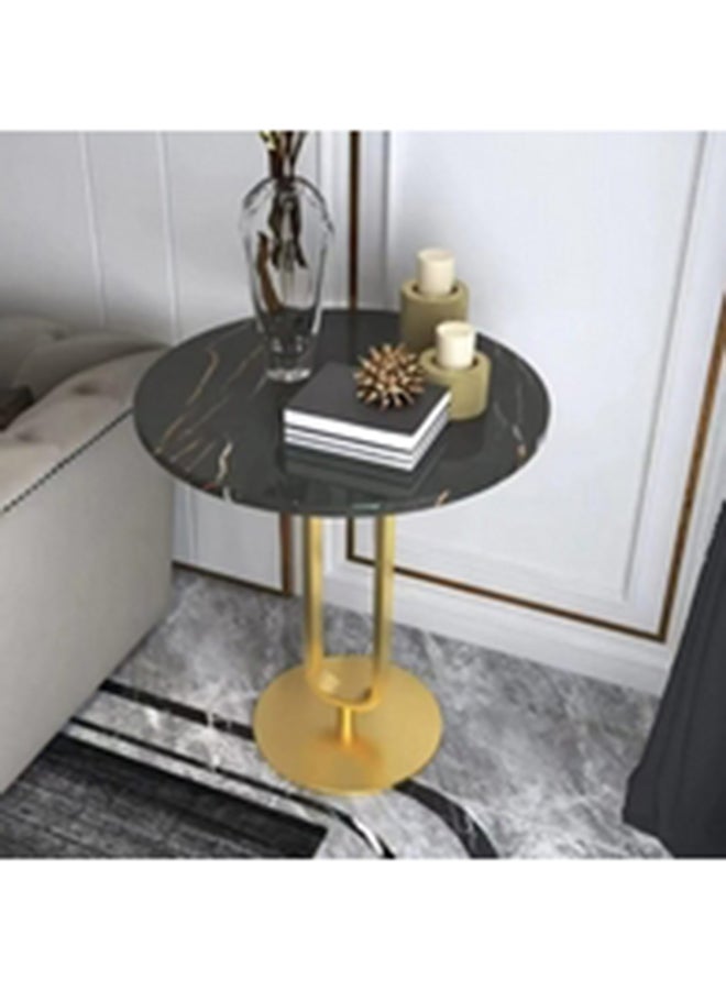 Homzmart Iron, MDF and Marble wood Side Table Black and Gold -  40x40x60 cm - Image 3