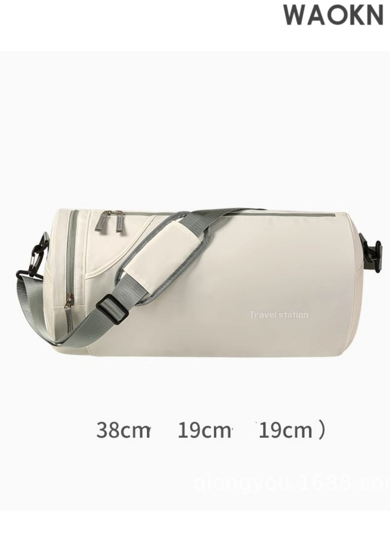 WAOKN Gym Bag for Women & Men with Separate Wet & Shoe Compartment - Small Duffle Bag for Travel, Sports, Gym & Workout - Multi-Purpose Tote Overnight Weekender Carry On Bag - Lightweight Water-Resistant Fitness Travel Bag (White) - Image 4