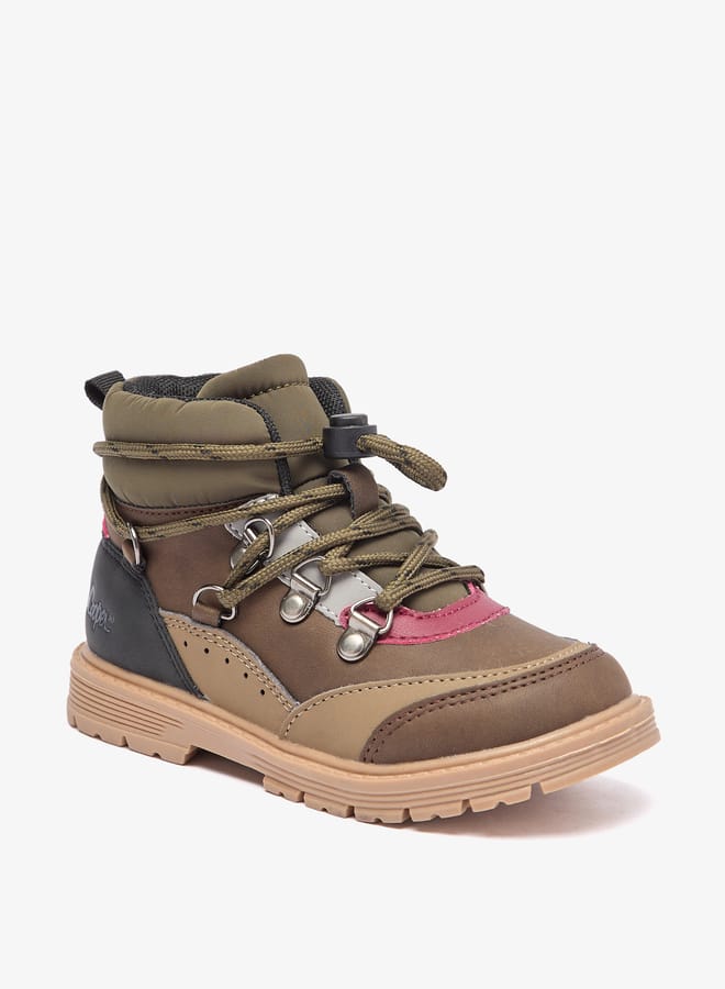 لي كوبر بوت أطفال بنعل سفلي مزين بألواح مع إغلاق بحبل قابل للتعديل - Image 3