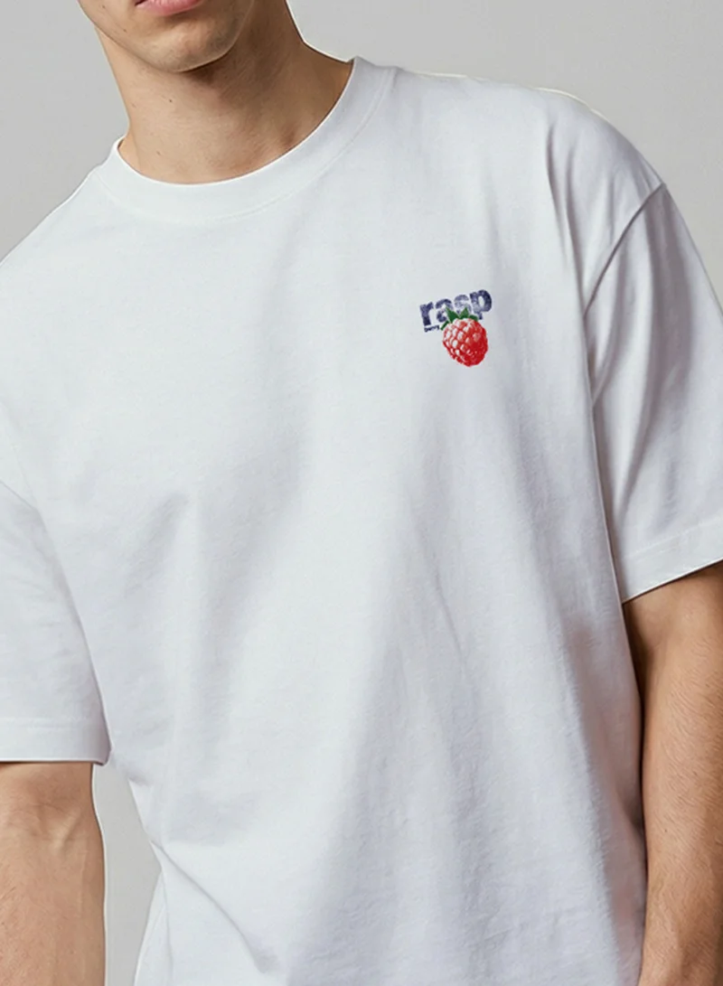 Dennis Lingo White 100% Cotton Printed Regular Fit T-Shirt For Men