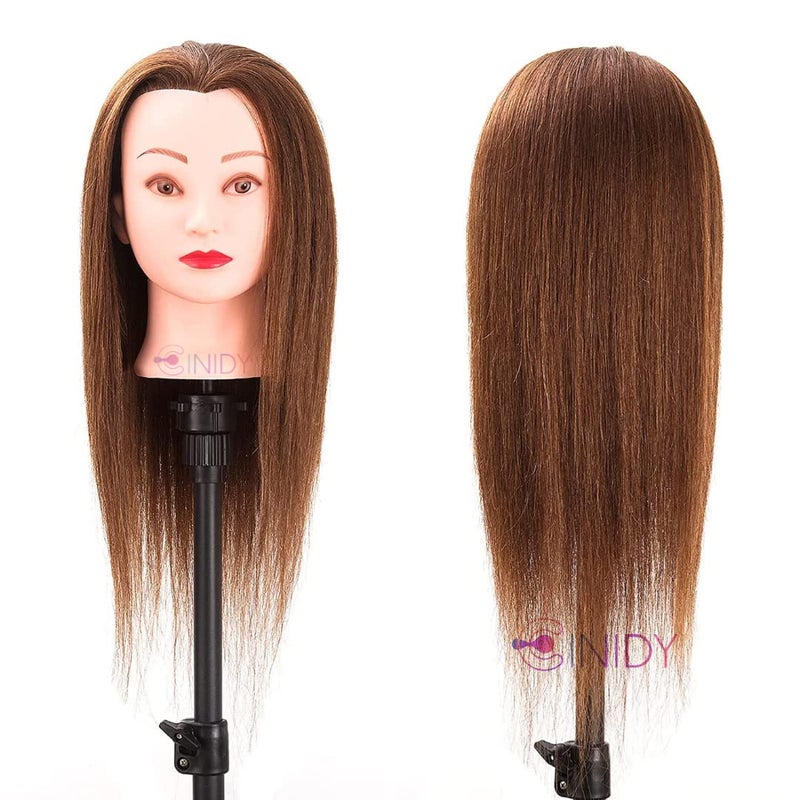 CINIDY Mannequin Head 30 Hair Styling Training Head Manikin Hair Dummy100 original hair For Hair Styling Practice hair wash Brown shampoo wash - Image 2
