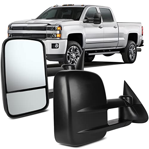 OCPTY Tow Towing Mirrors Manual Telescoping Side Door Mirror For 1999-2007 Silverado Sierra (07 Classic Models), 2000-2006 Suburban Tahoe Yukon Xl Yukon Pair Set Black View Mirror - Image 1