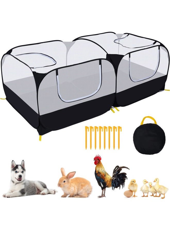 Ineariu Small Animals Playpen,Pet Cage Tent Large Chicken Run Coop with Detachable Bottom Breathable Transparent Mesh Walls, Foldable Pet Enclosure for Puppy Kitten Rabbits Indoor Outdoor playpen - Image 1