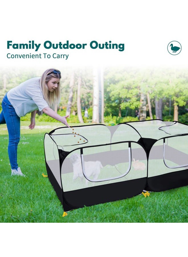 Ineariu Small Animals Playpen,Pet Cage Tent Large Chicken Run Coop with Detachable Bottom Breathable Transparent Mesh Walls, Foldable Pet Enclosure for Puppy Kitten Rabbits Indoor Outdoor playpen - Image 5