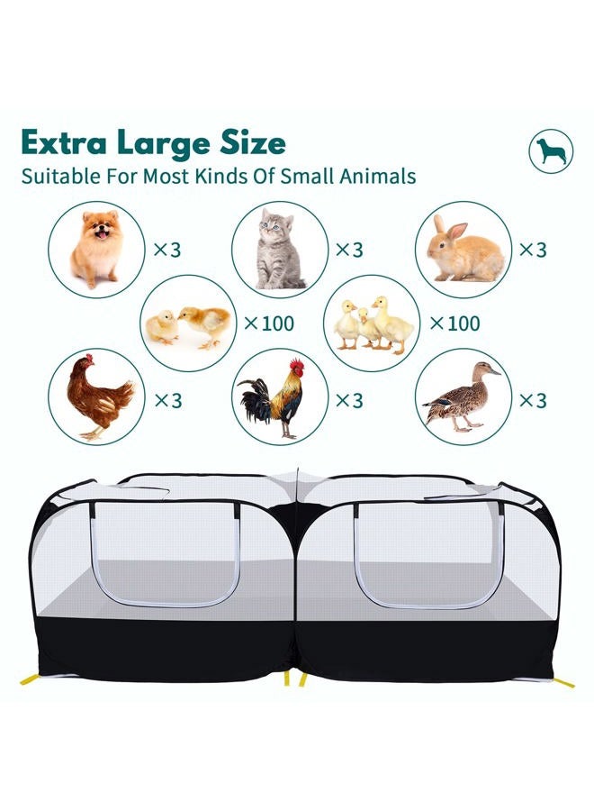 Ineariu Small Animals Playpen,Pet Cage Tent Large Chicken Run Coop with Detachable Bottom Breathable Transparent Mesh Walls, Foldable Pet Enclosure for Puppy Kitten Rabbits Indoor Outdoor playpen - Image 4