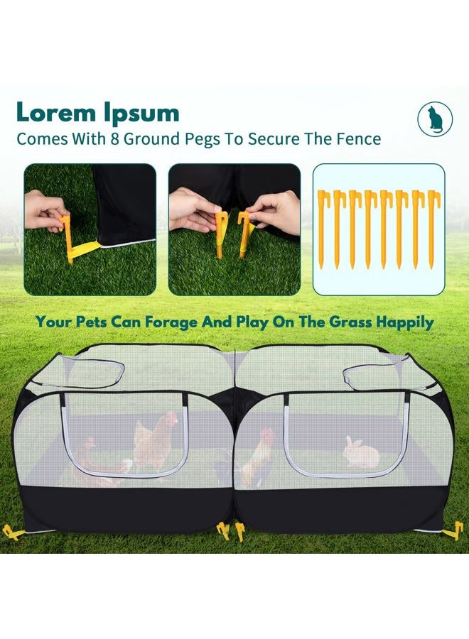 Ineariu Small Animals Playpen,Pet Cage Tent Large Chicken Run Coop with Detachable Bottom Breathable Transparent Mesh Walls, Foldable Pet Enclosure for Puppy Kitten Rabbits Indoor Outdoor playpen - Image 3