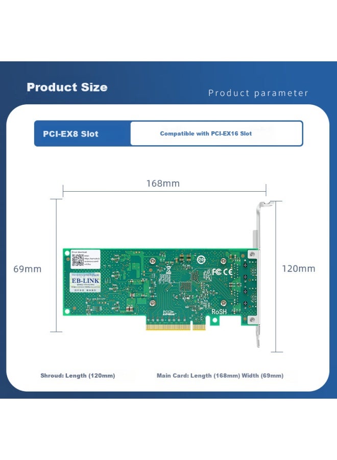 Eb-link Intel X710 Chip Pci-e X8 10 Gigabit Dual Port Server Network Card X710t2blk Network Adapter X710-t2 - Image 2