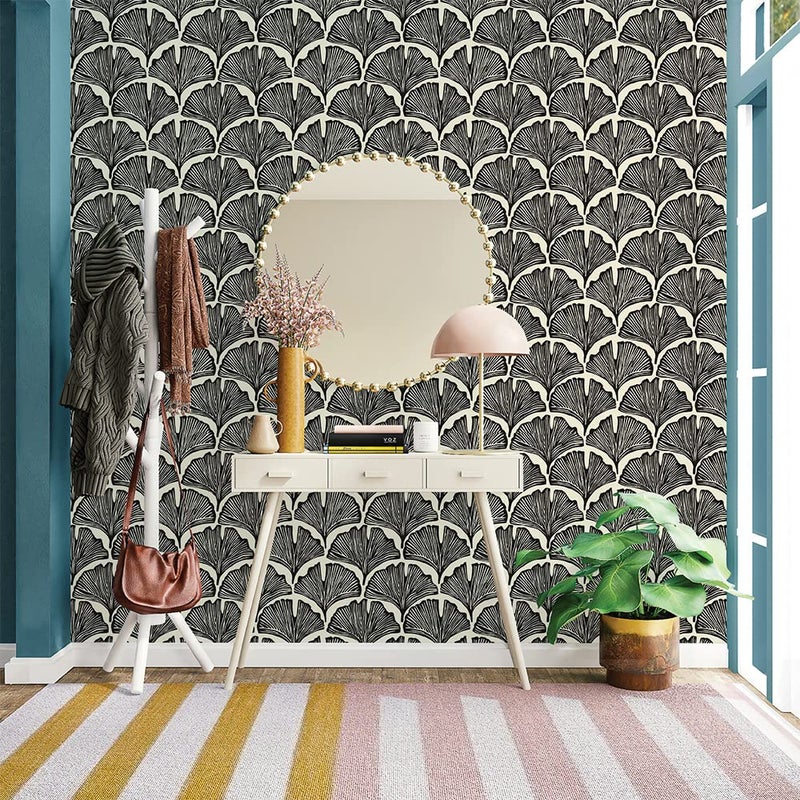 Tempaper x Novogratz Black Feather Palm Removable Peel and Stick Wallpaper, 20.5 in X 16.5 ft, Made in The USA - Image 4