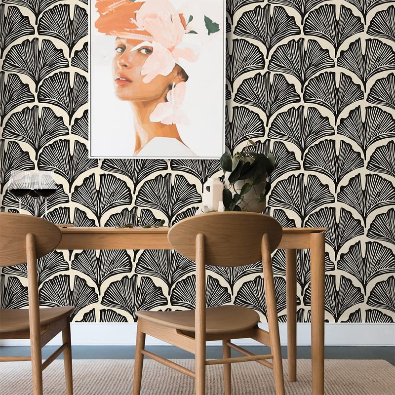 Tempaper x Novogratz Black Feather Palm Removable Peel and Stick Wallpaper, 20.5 in X 16.5 ft, Made in The USA - Image 3