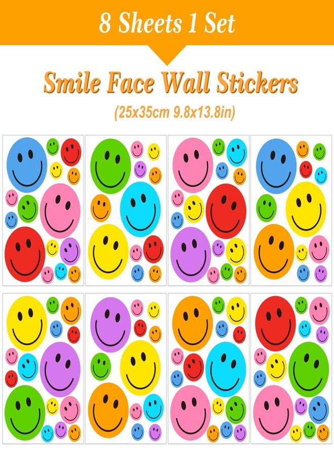 وولاين ملصقات حائط على شكل وجه مبتسم من Whaline، مكونة من 8 ورقات، ملصقات حائط ملونة على شكل وجه سعيد، ديكور جداري لطيف للفصول الدراسية والمنزل والمكتب والحفلات والحضانة - Image 2