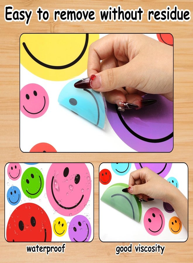وولاين ملصقات حائط على شكل وجه مبتسم من Whaline، مكونة من 8 ورقات، ملصقات حائط ملونة على شكل وجه سعيد، ديكور جداري لطيف للفصول الدراسية والمنزل والمكتب والحفلات والحضانة - Image 3