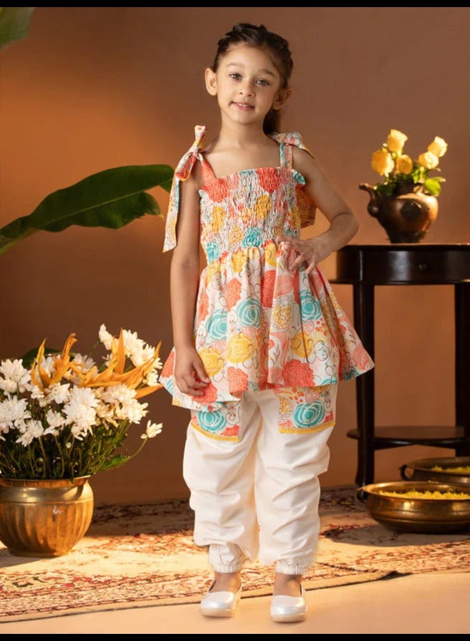 PRASHA Girls' Multicolour Kurta And Patiala