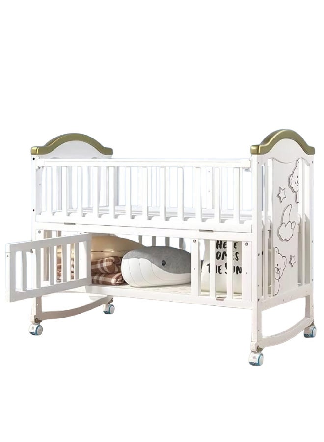MiniMe Movable Wooden Swing Cradle | Baby Cradle 0-60 Months | Solid Pine Wood Swing Crib | Adjustable Height Nursery Essential | Safe Durable White Wooden Baby Bunk with Gentle Rocking & Easy Assembly - Image 1