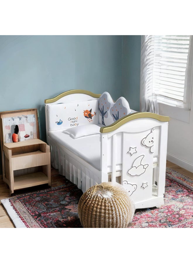 MiniMe Movable Wooden Swing Cradle | Baby Cradle 0-60 Months | Solid Pine Wood Swing Crib | Adjustable Height Nursery Essential | Safe Durable White Wooden Baby Bunk with Gentle Rocking & Easy Assembly - Image 2