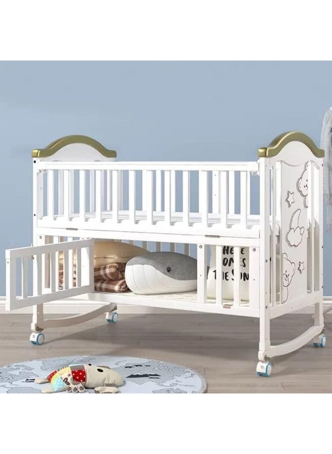MiniMe Movable Wooden Swing Cradle | Baby Cradle 0-60 Months | Solid Pine Wood Swing Crib | Adjustable Height Nursery Essential | Safe Durable White Wooden Baby Bunk with Gentle Rocking & Easy Assembly - Image 3