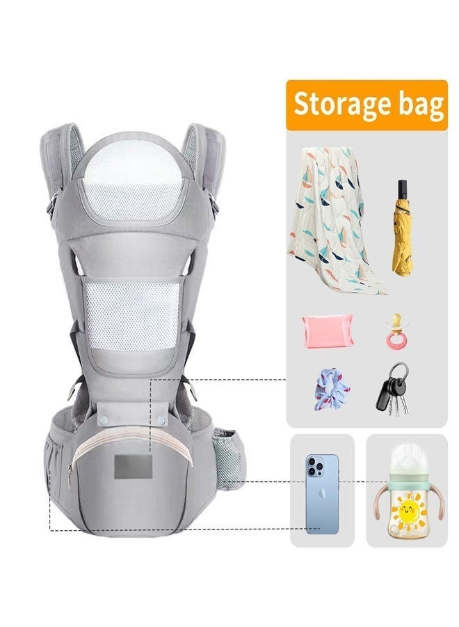 Bukela Ergonomic Infant Carriers with Hip Seat Waist Stool and Storage Box for Breastfeeding, Newborn to Toddler 1-48 Months Front and Back Baby Holder Carrier for Men Dad Mom - Image 4