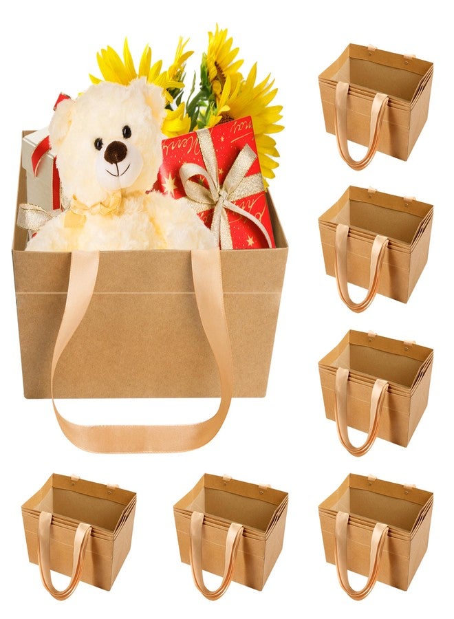 Orchidleaf 24 Pcs Basket for Gifts Empty DIY Bulk Empty Gift Basket 6.5 x 9.8 Inch Kraft Empty Gifts Baskets to Fill with Handles for Party, Weddings, Thanksgiving, Graduation Season (Brown) - Image 1