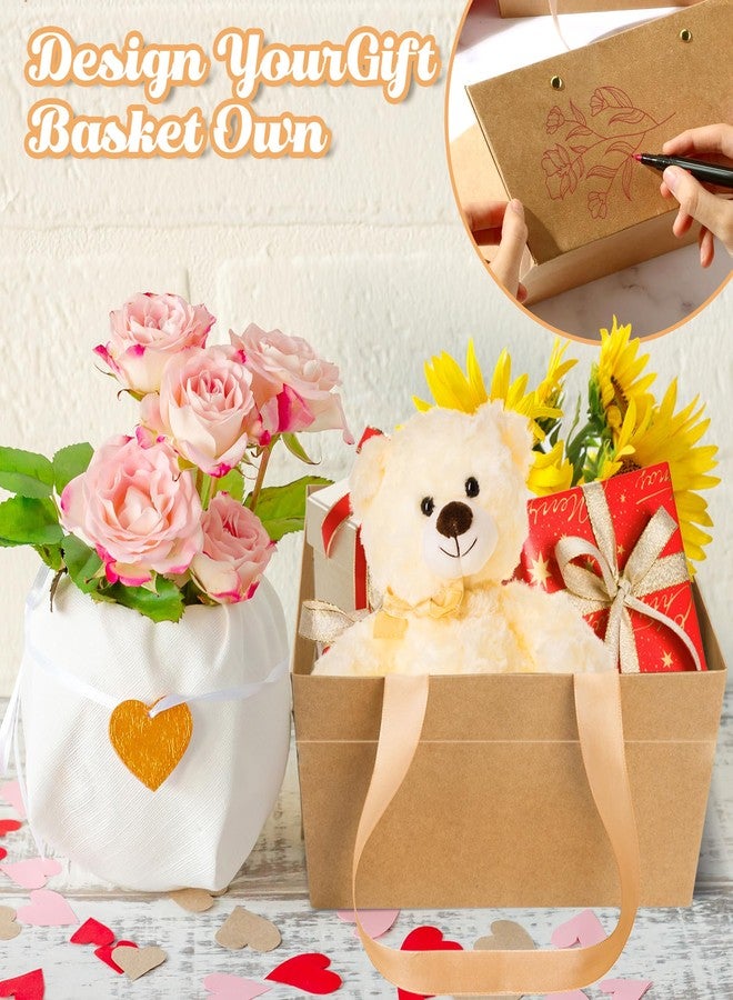 Orchidleaf 24 Pcs Basket for Gifts Empty DIY Bulk Empty Gift Basket 6.5 x 9.8 Inch Kraft Empty Gifts Baskets to Fill with Handles for Party, Weddings, Thanksgiving, Graduation Season (Brown) - Image 3