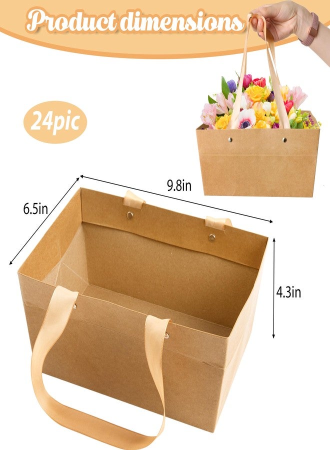Orchidleaf 24 Pcs Basket for Gifts Empty DIY Bulk Empty Gift Basket 6.5 x 9.8 Inch Kraft Empty Gifts Baskets to Fill with Handles for Party, Weddings, Thanksgiving, Graduation Season (Brown) - Image 2