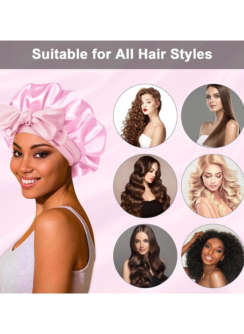 3Pcs Silk Bonnet for Sleeping Women Satin Bonnet Silk Hair Cap Adjustable Silk Hair Bonnet Night Sleep Cap with Tie Band  - Image 4