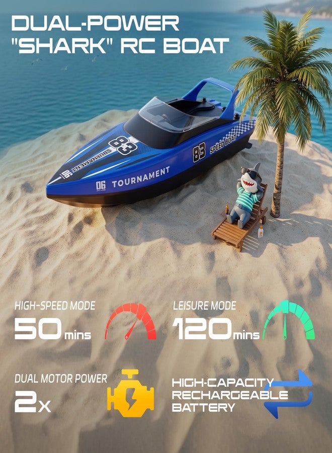 BEZGAR [2026 New] Remote Control Boat, 2 Packs 10 inch Fast Speed RC Boat 15 KPH for Pools & Salt Water, Summer Toys for Adults and Ideal Gifts for Kids Boys Age 6 7 8-12 Years Old - 821 Blue&White - Image 4